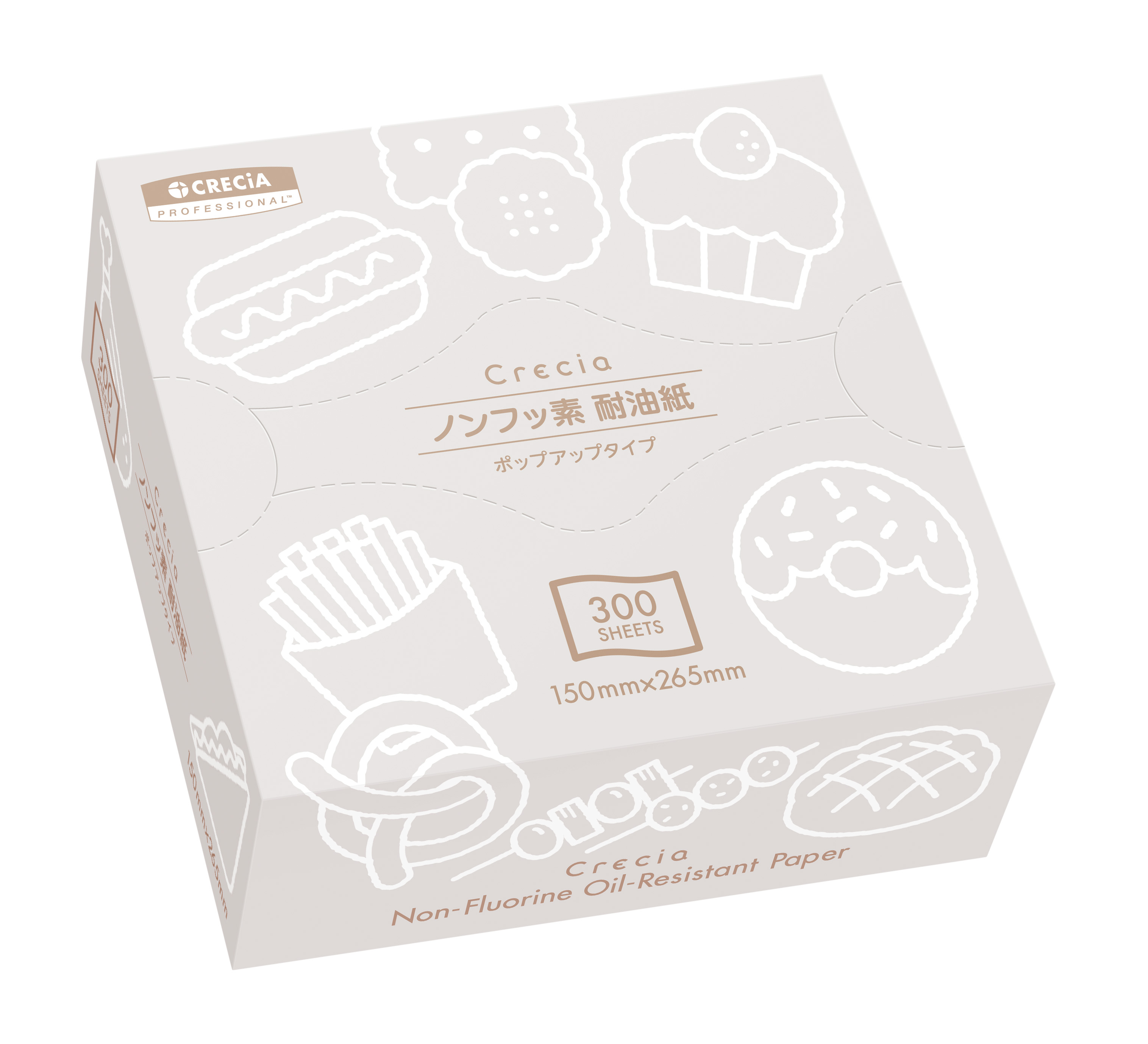 食品シート クレシア ノンフッ素耐油紙 ポップアップタイプ 300枚入 日本製紙クレシア