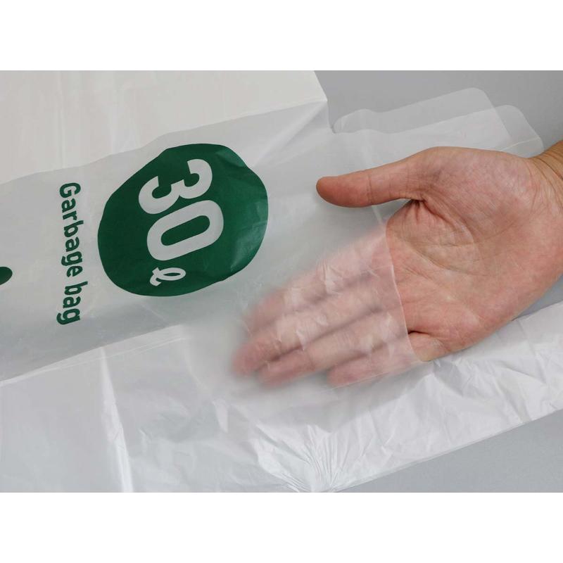 HDゴミ袋 nocoo(ノクー) 容量表記入り 白半透明ごみ袋 とって付き 徳用 30L 50枚 0.015mm 日本サニパック