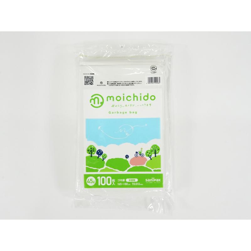 エコ材質ゴミ袋 moichido(モイチド) ゴミ袋 45L 半透明 100枚 0.013mm 日本サニパック