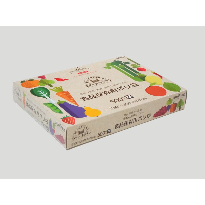 食品消耗資材 スマートキッチン 保存袋 箱入り M 半透明 500枚 0.01mm 日本サニパック