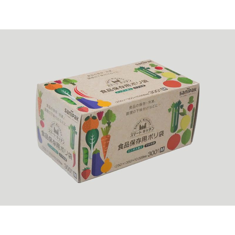 食品消耗資材 スマートキッチン 保存袋エンボス M 半透明 300枚 0.008mm 日本サニパック