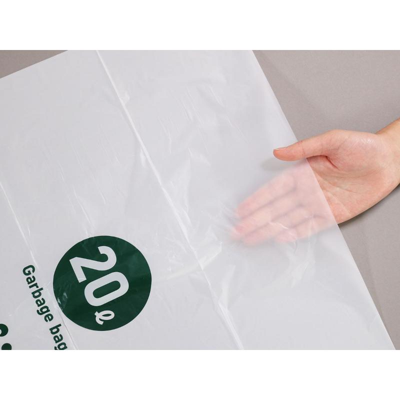 HDゴミ袋 nocoo(ノクー) 容量表記入り 白半透明ごみ収集袋 業務用 20L 10枚 0.023mm 日本サニパック