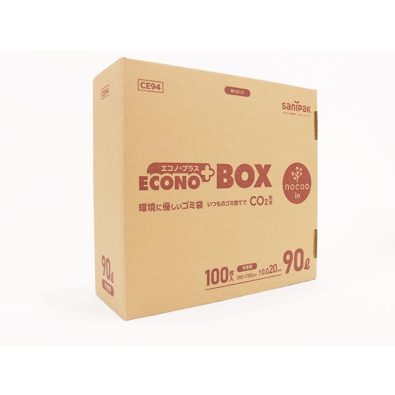 HDゴミ袋 エコノプラス nocoo in(ノクーイン) BOX 90L 半透明 100枚 0.020mm 日本サニパック