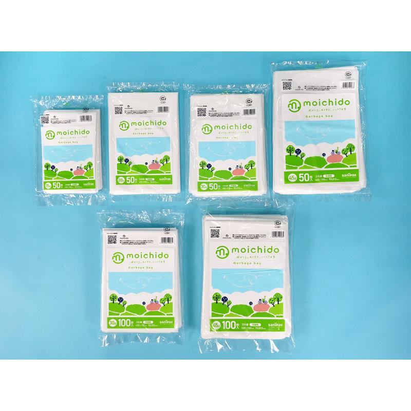 エコ材質ゴミ袋 moichido(モイチド) ゴミ袋 30L 半透明 100枚 0.013mm 日本サニパック
