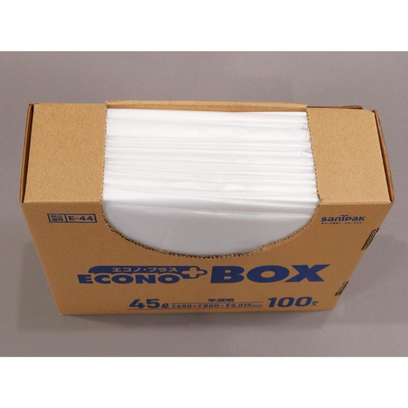 HDゴミ袋 エコノプラス BOX 45L 半透明 100枚 0.015mm 日本サニパック