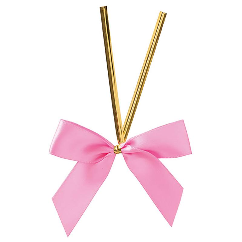 ギフト資材 SPI-YT1 サテンリボンワイヤータイソフトピンク-1(50個) ヘッズ