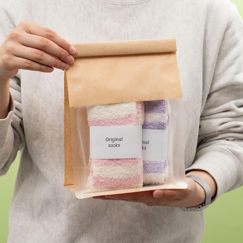 ラッピング用品 MKR-2WP 無地クラフト窓付角底袋-2/ワイヤー付(30枚) ヘッズ