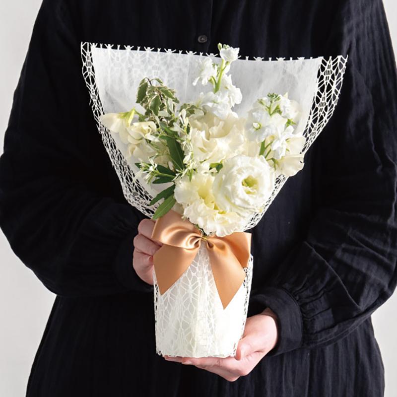 ラッピング資材 LSD-WM1 レーススタンディングブーケラッピングM-1/アイボリー(10枚) ヘッズ