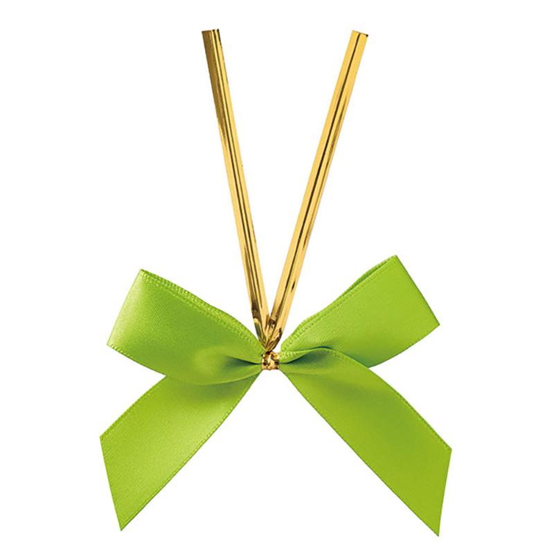 ギフト資材 LG-YT1 サテンリボンワイヤータイライトグリーン-1(50個) ヘッズ