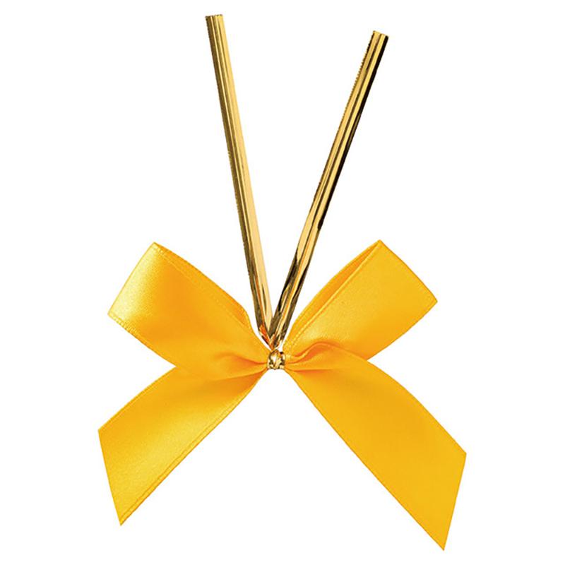 ギフト資材 YE-YT1 サテンリボンワイヤータイイエロー-1(50個) ヘッズ