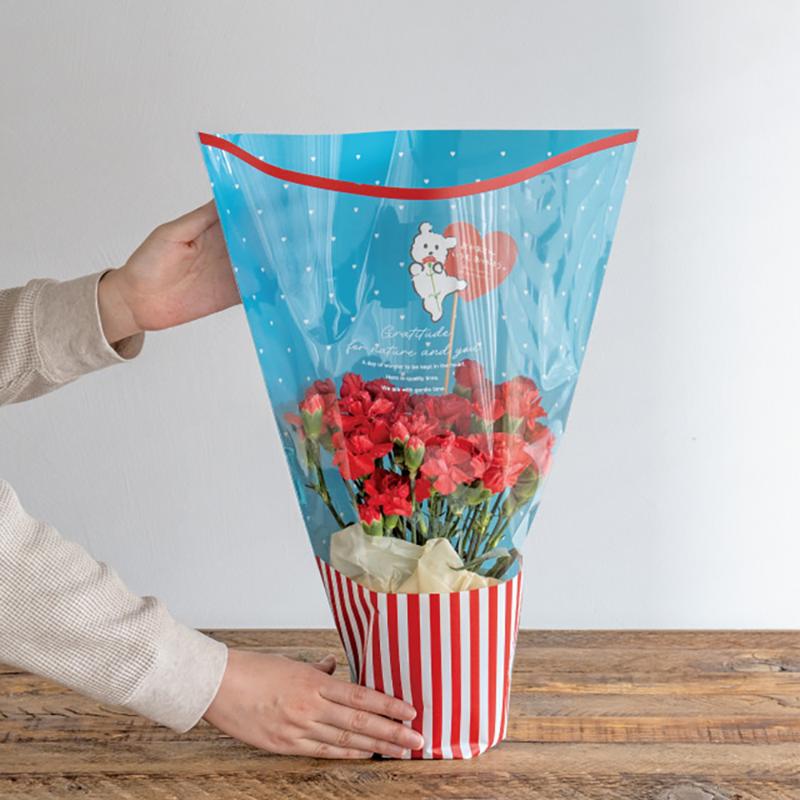 ラッピング用品 DOS-OP4 ドットストライプOPPギフトバッグ-4(50枚) ヘッズ