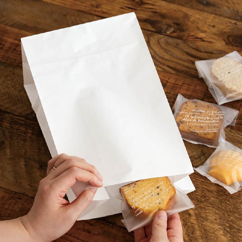 持ち帰り袋 MW-1P 無地晒し角底袋-1/ホワイト(100枚) ヘッズ