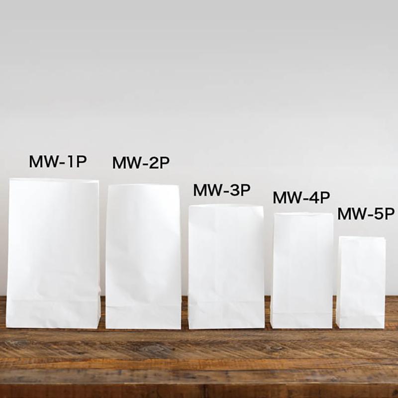持ち帰り袋 MW-1P 無地晒し角底袋-1/ホワイト(100枚) ヘッズ
