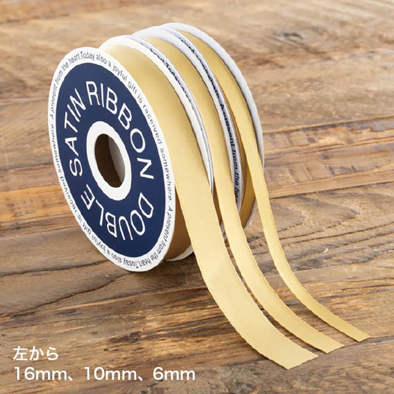 ギフト資材 DS0609R 両面サテンリボンSMOKYYELLOW6mm(1巻) ヘッズ