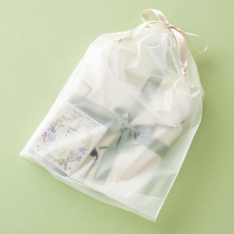 ラッピング用品 MFT-KBL 無地フロスト巾着バッグ-L(20枚) ヘッズ