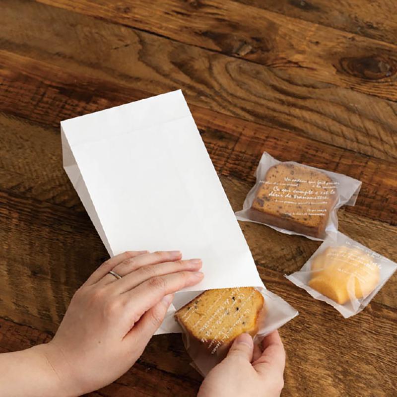 持ち帰り袋 MW-4P 無地晒し角底袋-4/ホワイト(100枚) ヘッズ