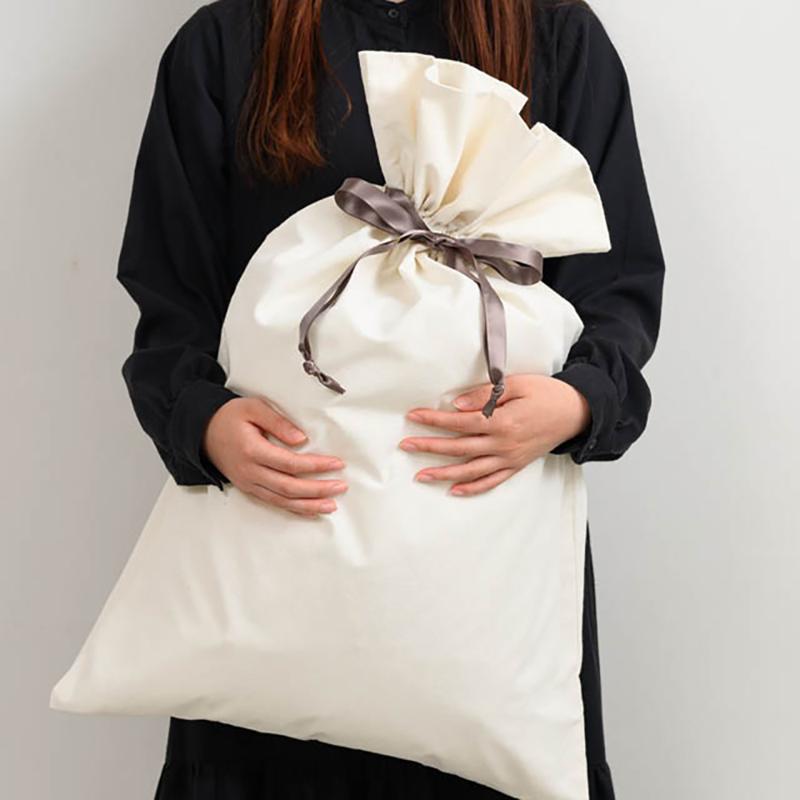 ラッピング用品 MRG-KBM 無地グレーリボン付巾着バッグ-M(5枚) ヘッズ