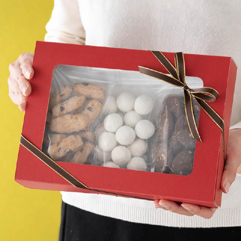 ギフト箱 MRE-WGM 無地窓付ギフトボックス/レッド-M(10枚) ヘッズ