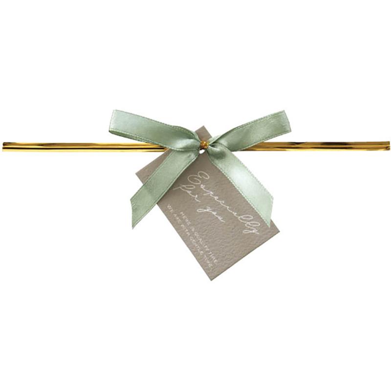 ギフト資材 MIM-YT1 ミスティーカラーリボン付ワイヤータイ/グリーン-1(10個) ヘッズ