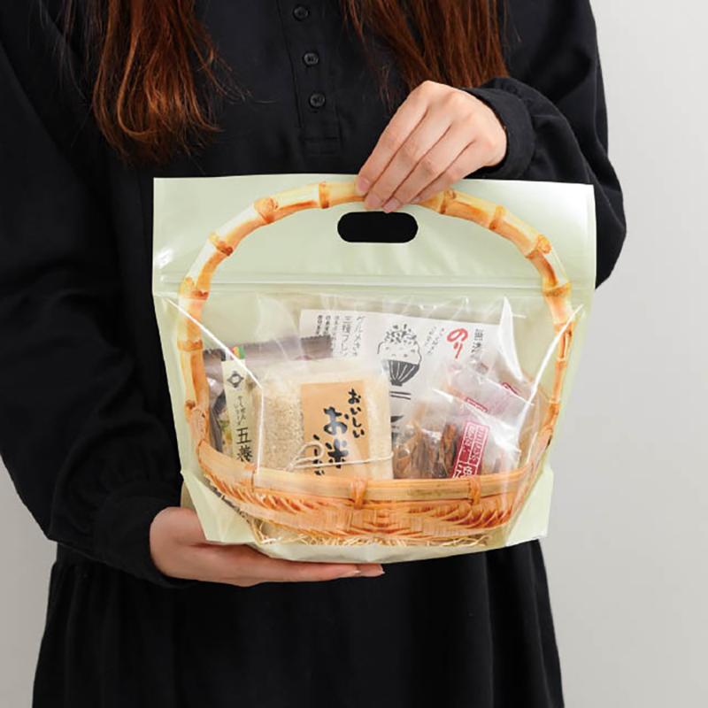 ラッピング用品 TBN-ZM 竹かごジップ付バッグ/ナチュラル-M(30枚) ヘッズ