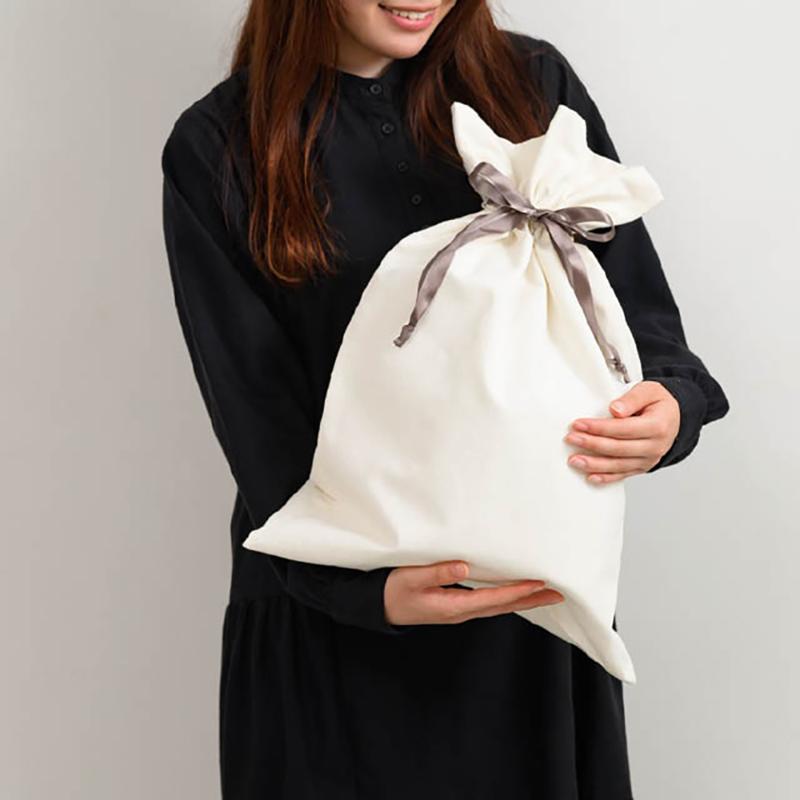 ラッピング用品 MRG-KBS 無地グレーリボン付巾着バッグ-S(5枚) ヘッズ