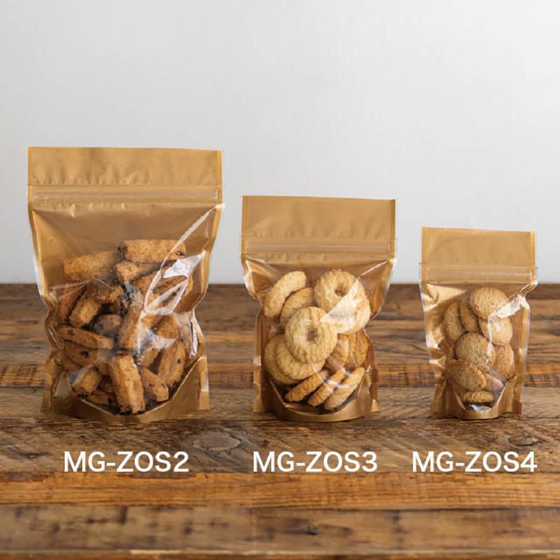 チャック付き袋 MG-ZOS4 無地ジップスタンドバッグ-4/ゴールド(100枚) ヘッズ