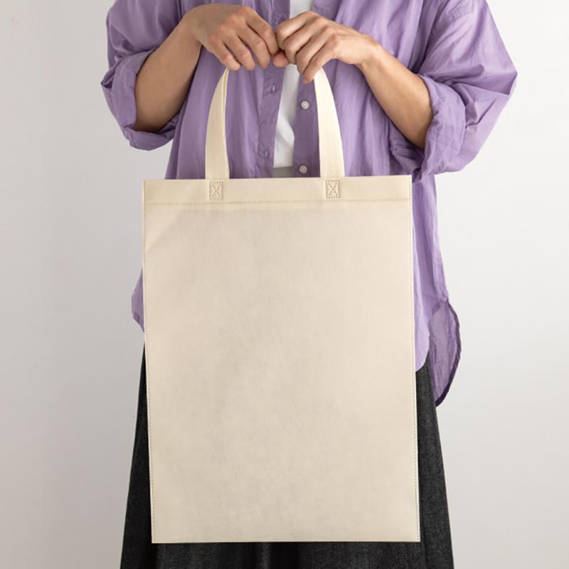 不織布バッグ MBE-LB 無地不織布トートバッグ-L/グレイッシュベージュ(10枚) ヘッズ