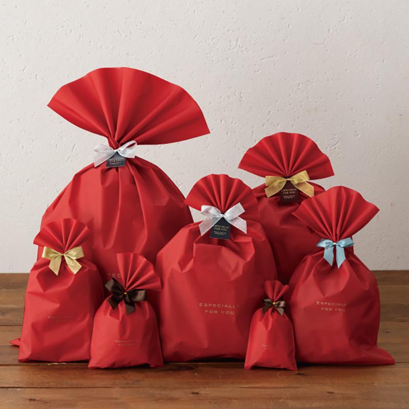 ラッピング用品 EVR-BM 梨地バッグレッド-M(50枚) ヘッズ