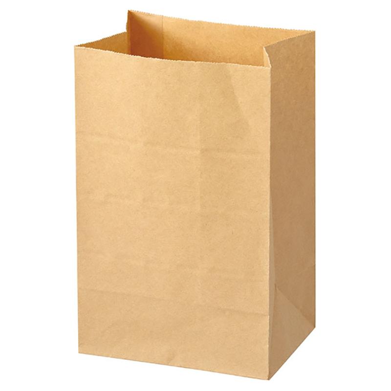 持ち帰り袋 MK-3P 無地未晒し角底袋-3/クラフト(100枚) ヘッズ