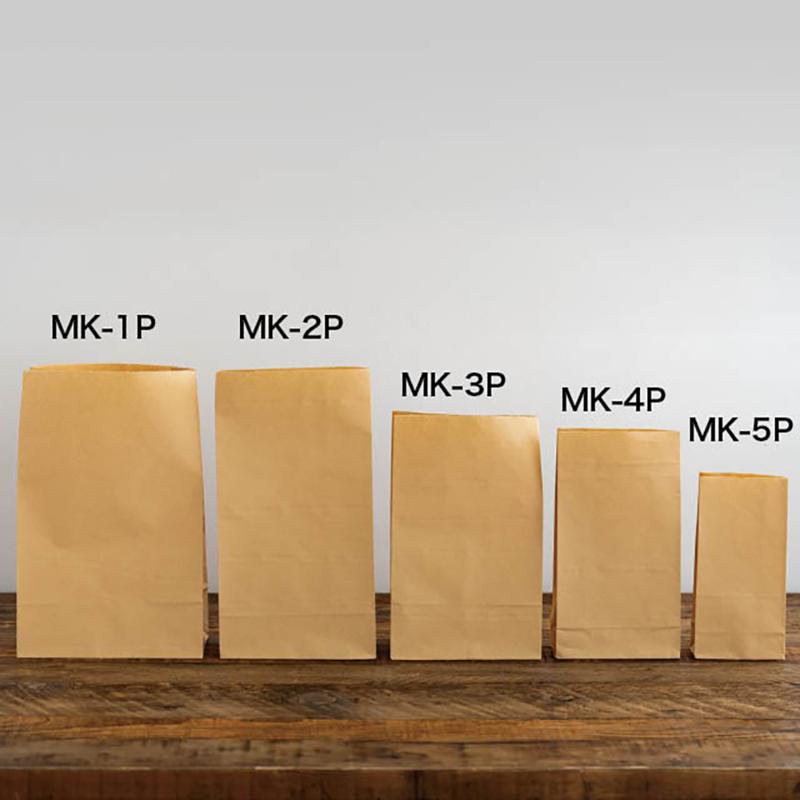 持ち帰り袋 MK-3P 無地未晒し角底袋-3/クラフト(100枚) ヘッズ