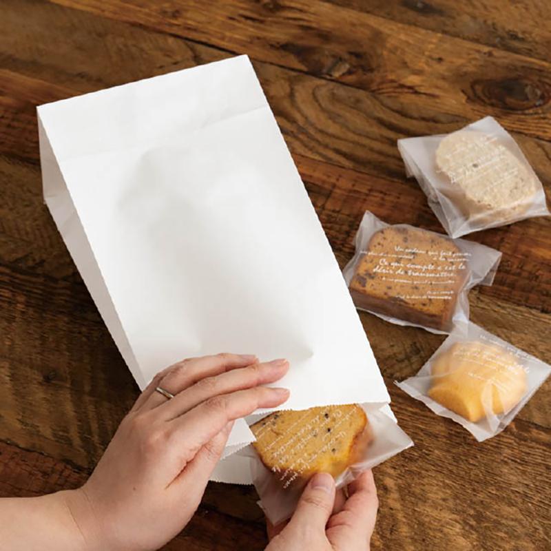 持ち帰り袋 MW-2P 無地晒し角底袋-2/ホワイト(100枚) ヘッズ