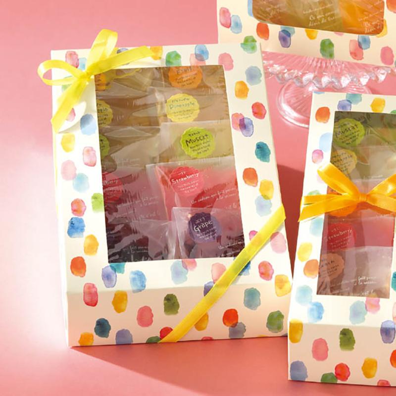 ギフト箱 WCD-WGB1 ウォーターカラー窓付ギフトボックス/ドット-1(10枚) ヘッズ