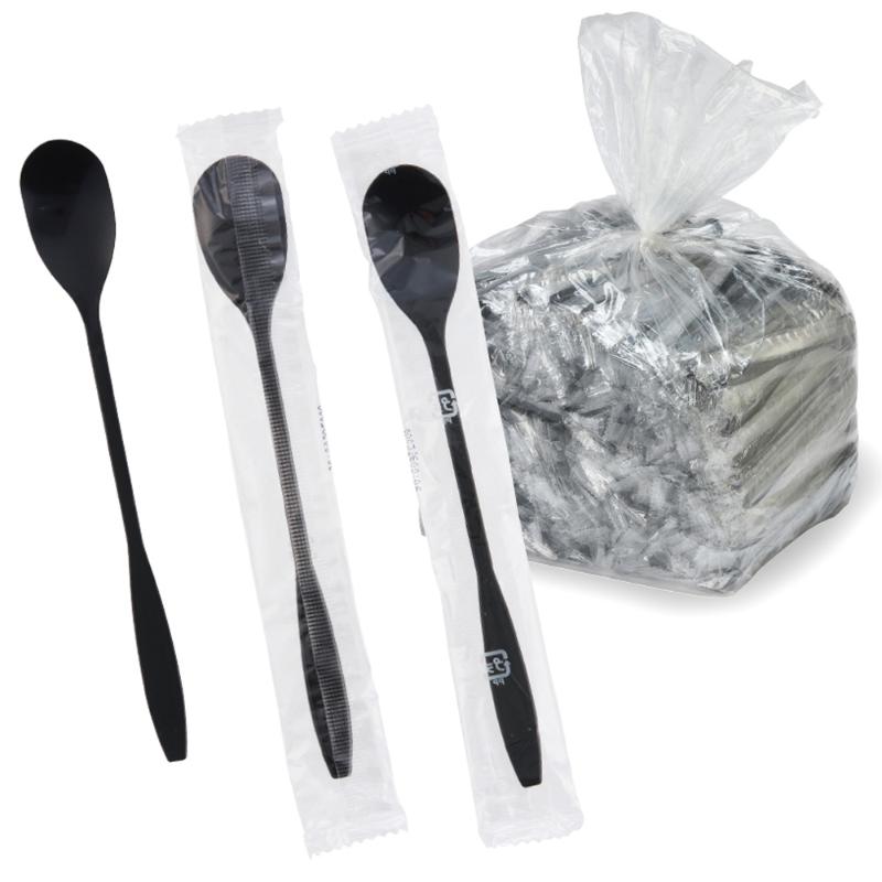 使い捨てスプーン フクロイリパフェスプーン160 ブラック 500本 サンナップ