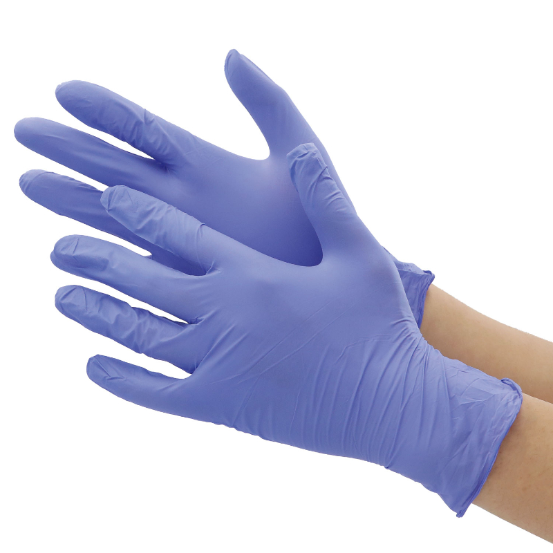 #2042 ニトリル使いきり手袋 粉無 100枚 ブルー S 川西工業