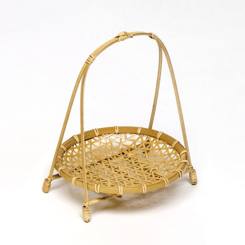 竹かご 麻の葉丸皿ワンタッチ柄付(小) 萬洋