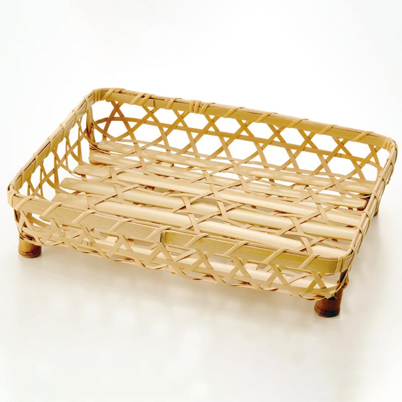 竹かご 白竹角長 足付 萬洋