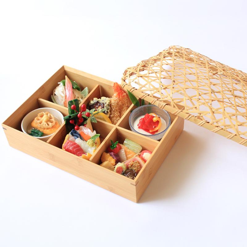 飲食店備品 やたら編み蓋 スス竹弁当 三ツ切 萬洋 | テイクアウト容器