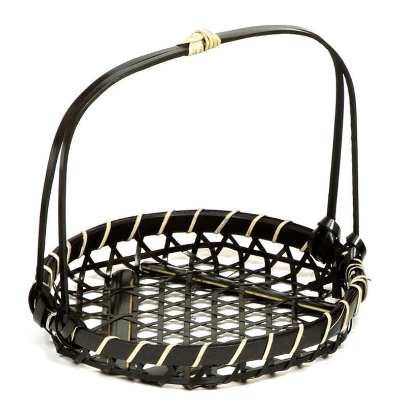 竹かご 染竹ユリ手付(中) 萬洋