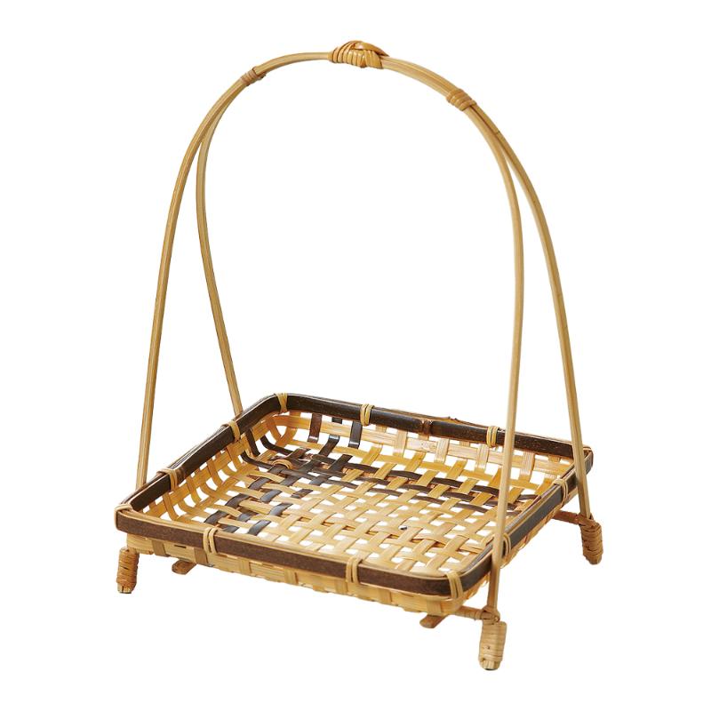 竹かご 四ツ目角ワンタッチ虎竹(小) 萬洋