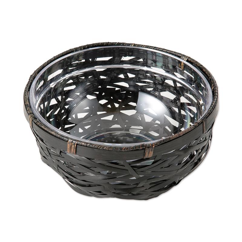 竹かご やたら編みボールセット黒 (S) 萬洋