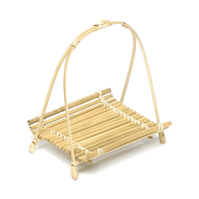 竹かご 鮎皿ワンタッチ柄付 白 萬洋