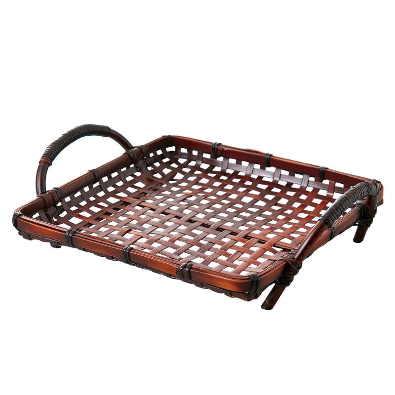 竹かご 四ツ目角耳付黒(大) 萬洋