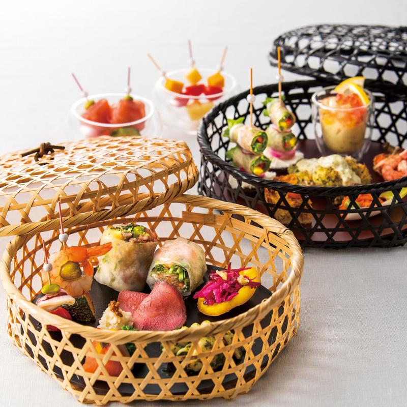 竹かご 染竹ボンボン篭 萬洋