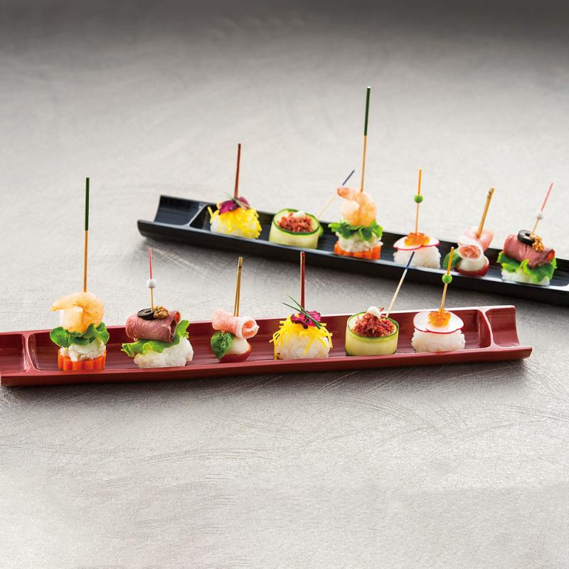 竹かご 半割盛器(朱) 萬洋