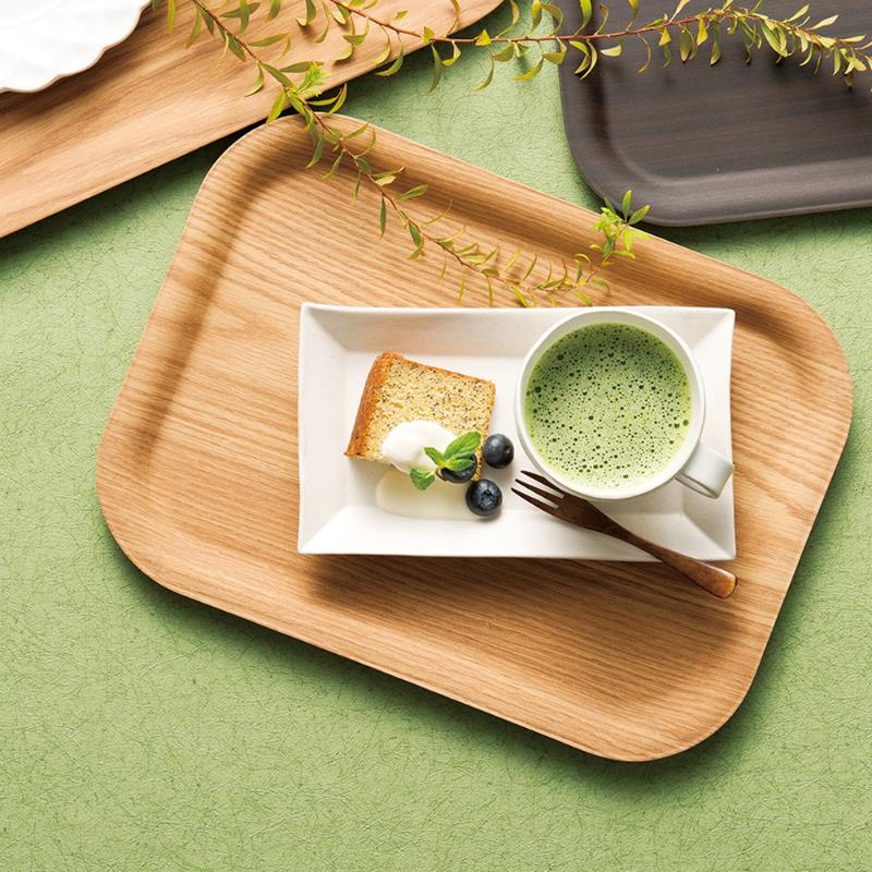 飲食店備品 木目樹脂カフェトレイ(小)ナチュラル 29.7cm 萬洋