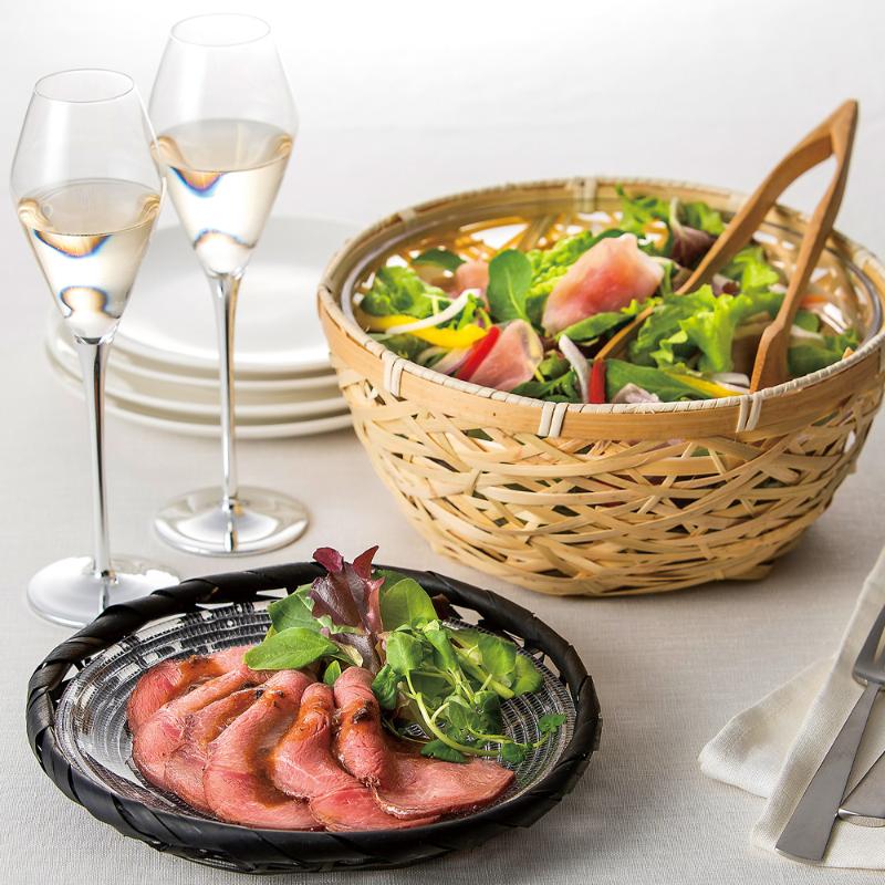 竹かご やたら編みボールセット (L) 萬洋