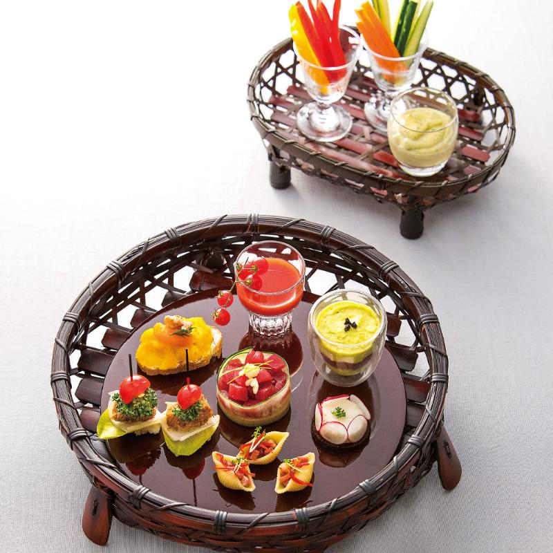 竹かご 染竹小判篭 (大) 萬洋