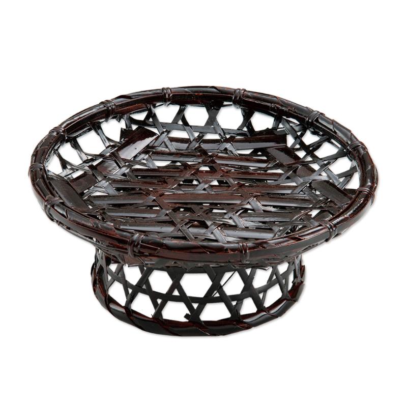 竹かご 塗六ツ目高台皿 萬洋