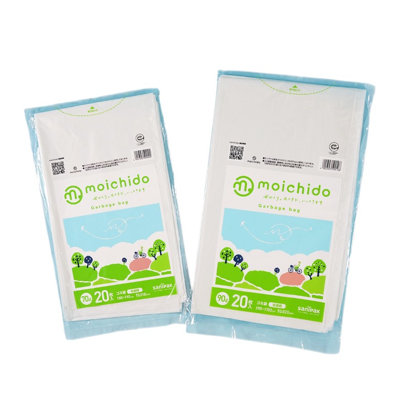 エコ材質ゴミ袋 moichido(モイチド)ゴミ袋90L 半透明 20枚 0.018mm 日本サニパック