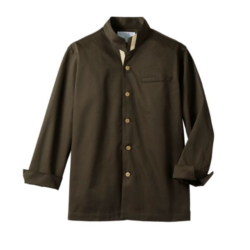 6-989_L コックジャケット 兼用 長袖 ブラウン/ベージュ L 住商モンブラン